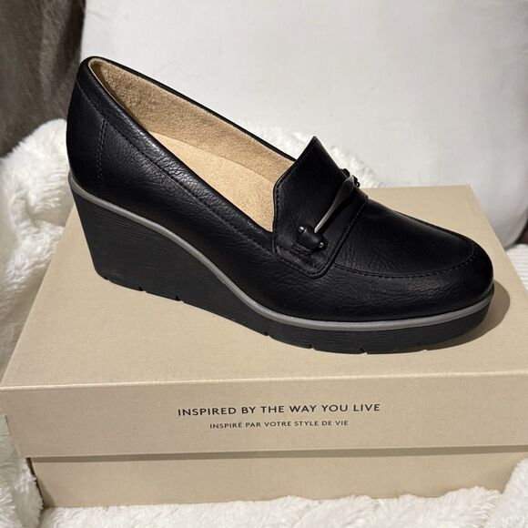 SOUL Naturalizer Achieve Women’s 6.5 M Black Wedge Loafers Vegan Shoes NWB - Picture 11 of 12